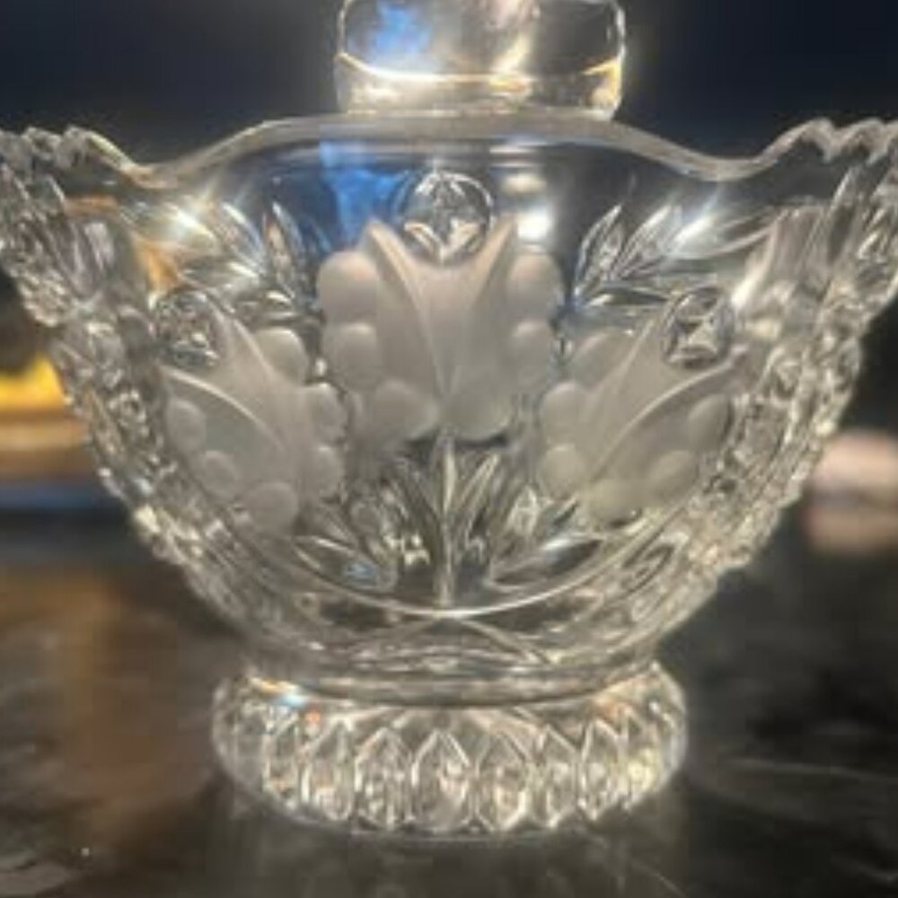 Perfect condition rare vintage Anna Hutte lead crystal basket